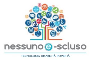 Il logo del progetto Nessuno e-scluso ha la forma di un albero composto da linee rette e simboli rotondi