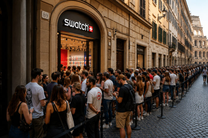 fils chilometrica roma negozio swatch Immagine generata tramite AI e utilizzata a fini rappresentativi/non documentali