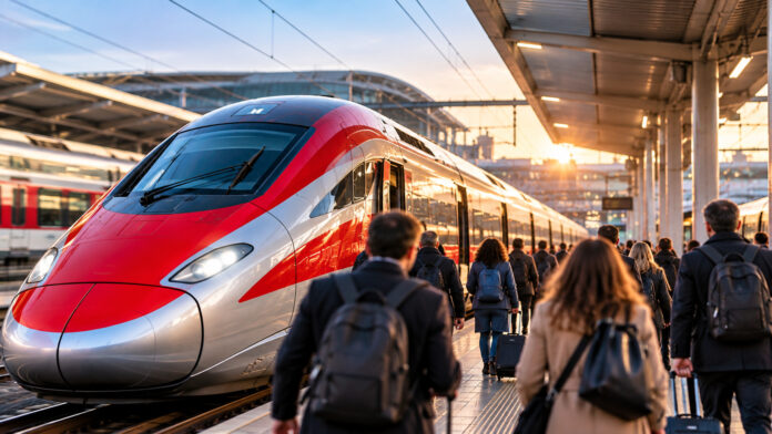 Pendolari verso il treno ad alta velocità